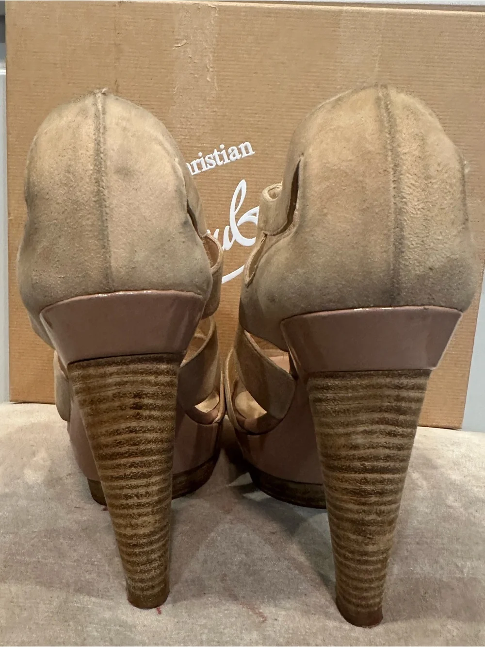 Christian Louboutin Suede Strappy Platform Heels